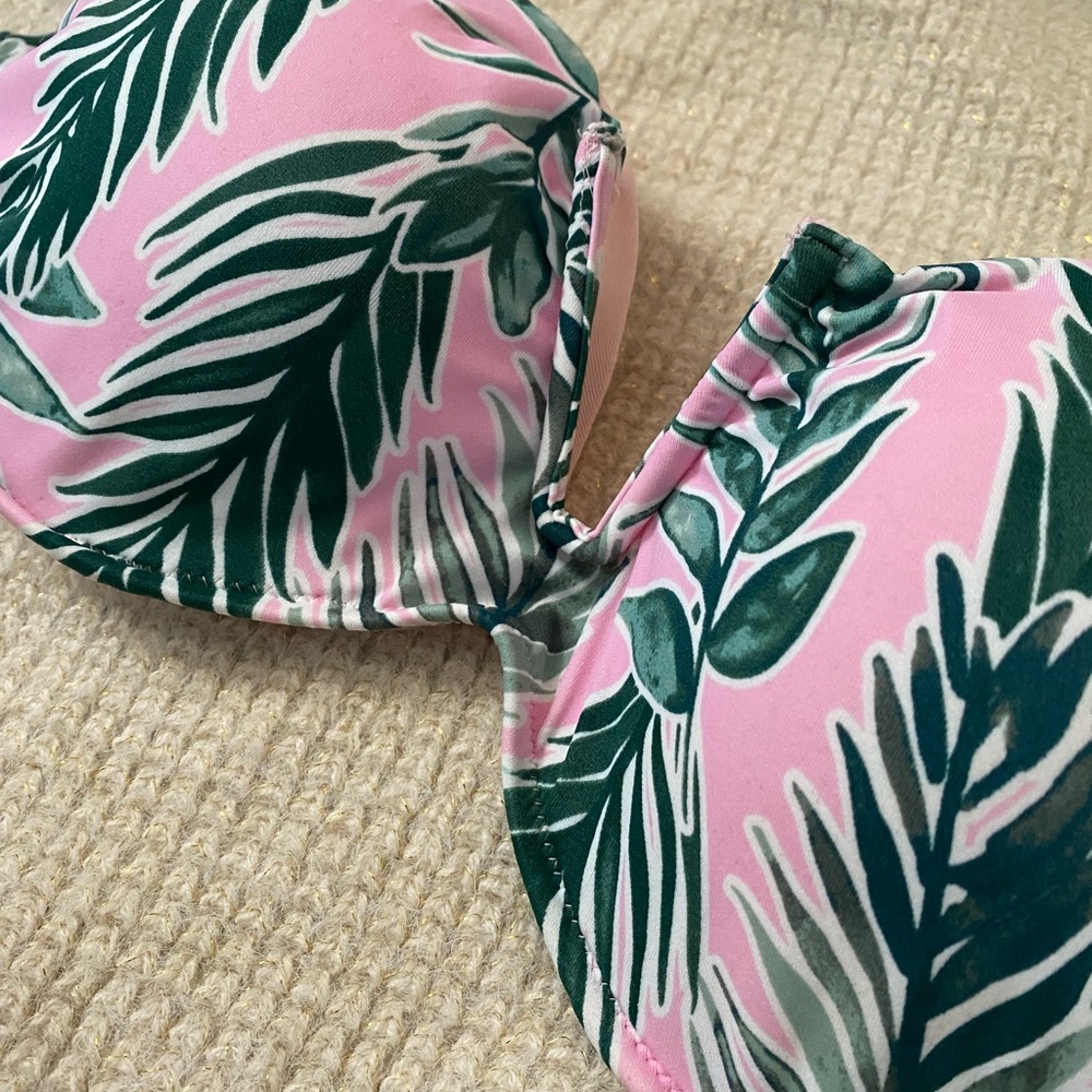 Pink Green floral bathing suit top